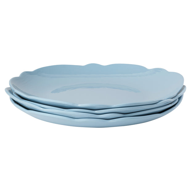 Blue Scallop Melamine Plates - Set of 4