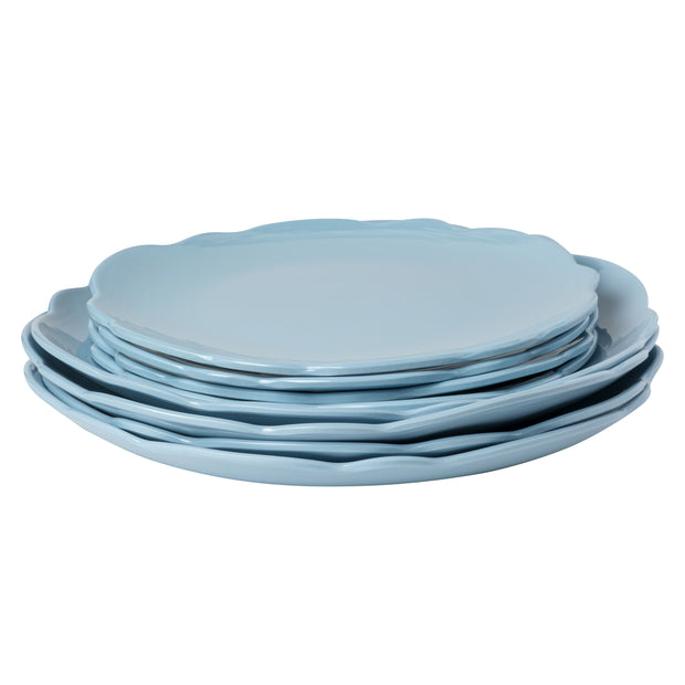 Blue Scallop Melamine Plates - Set of 4