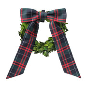 Boxwood Wreath with Christmas Tartan Bow