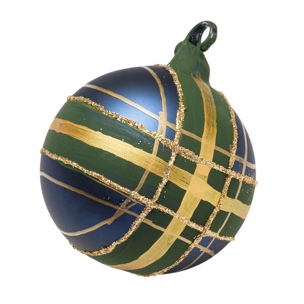 Christmas Plaid Glass Ornament - Set of 3