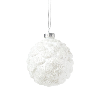 White Glass Pinecone Ornament
