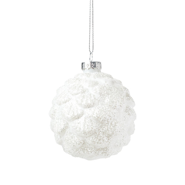 White Glass Pinecone Ornament