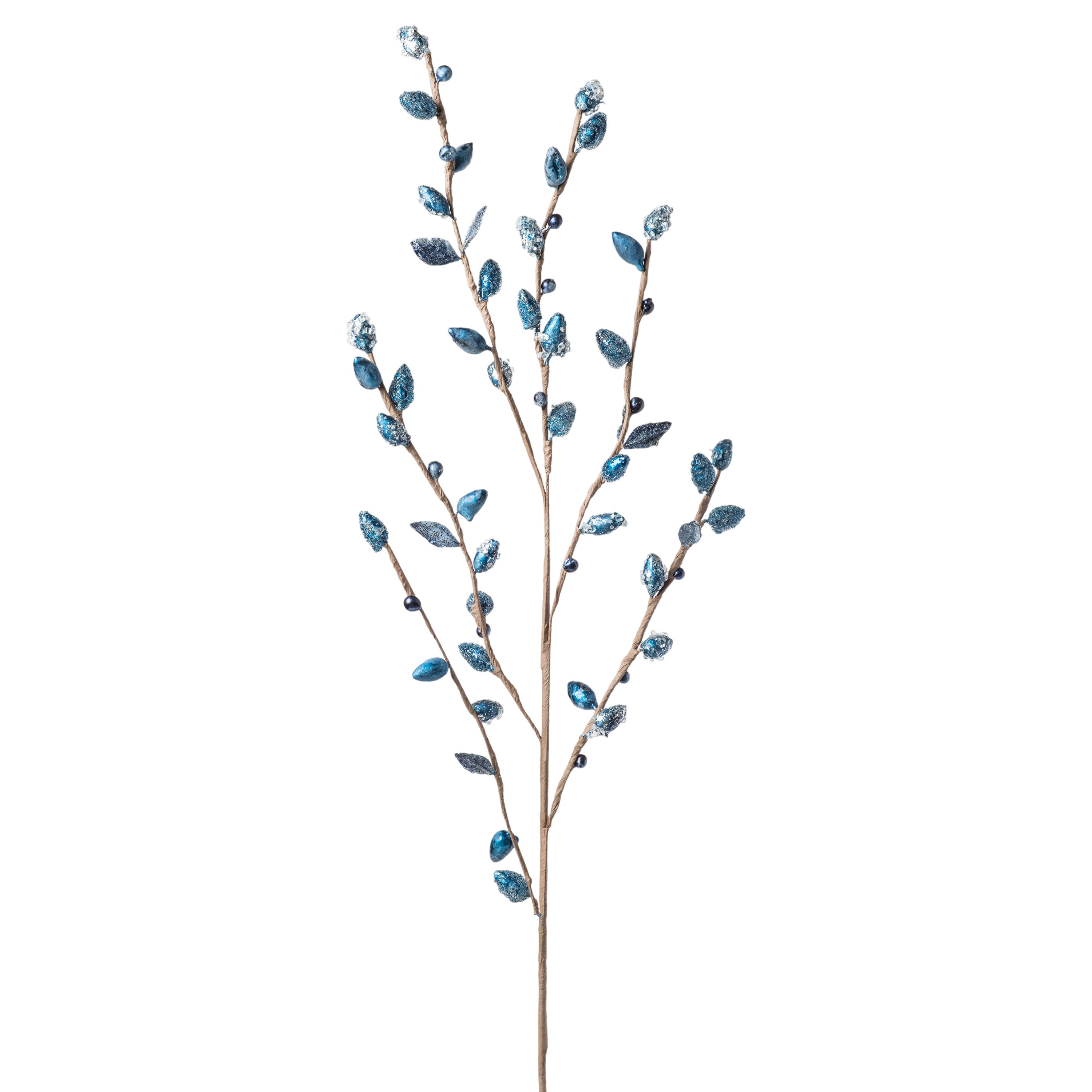 Blue Pussy Willow Tree Stem - Set of 6
