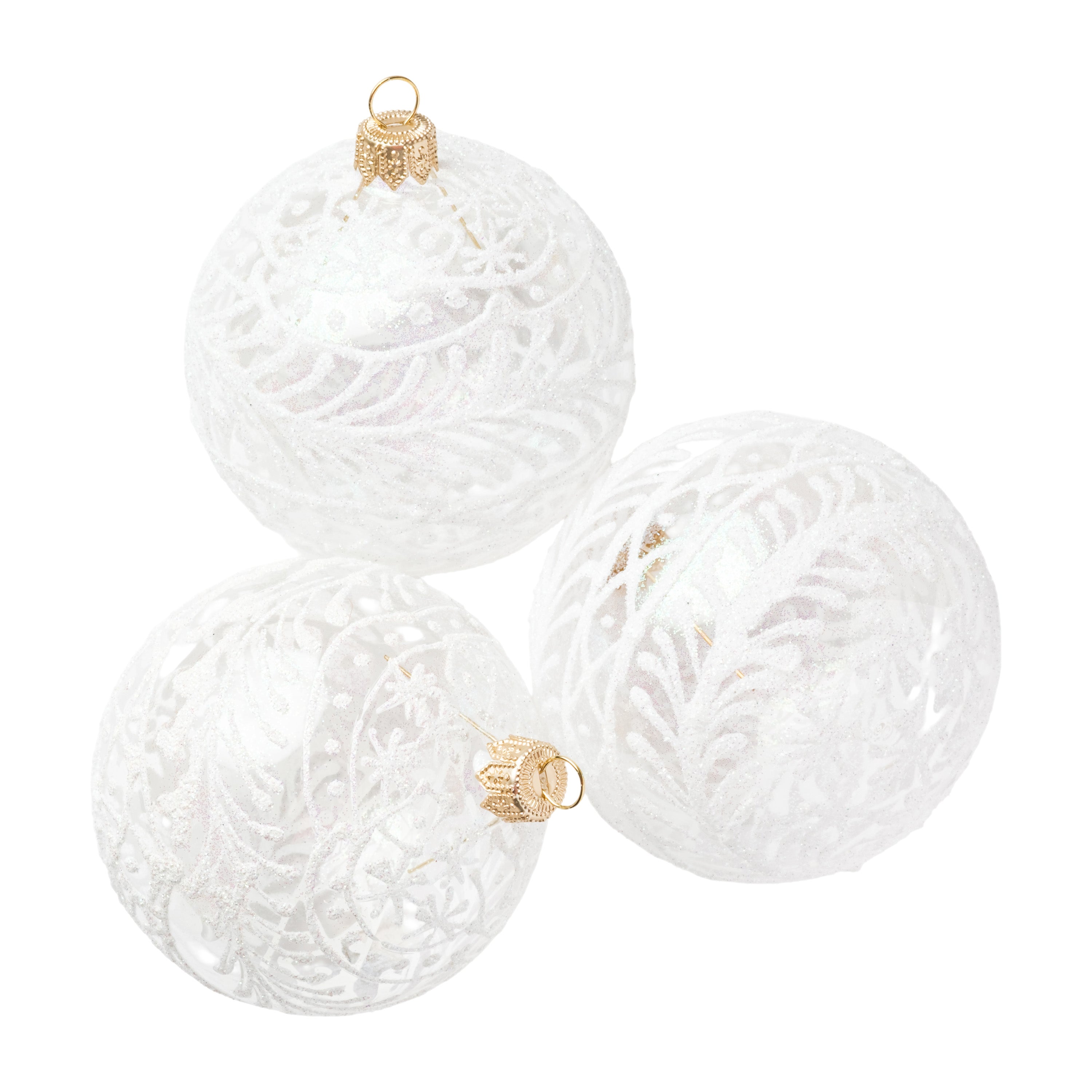 Winter Lace Glass Ornament - Set of 3