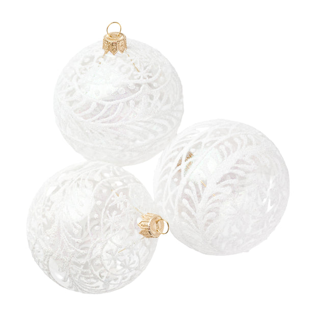 Winter Lace Glass Ornament - Set of 3