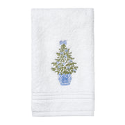 Embroidered Chinoiserie Christmas Tree Terry Guest Towel