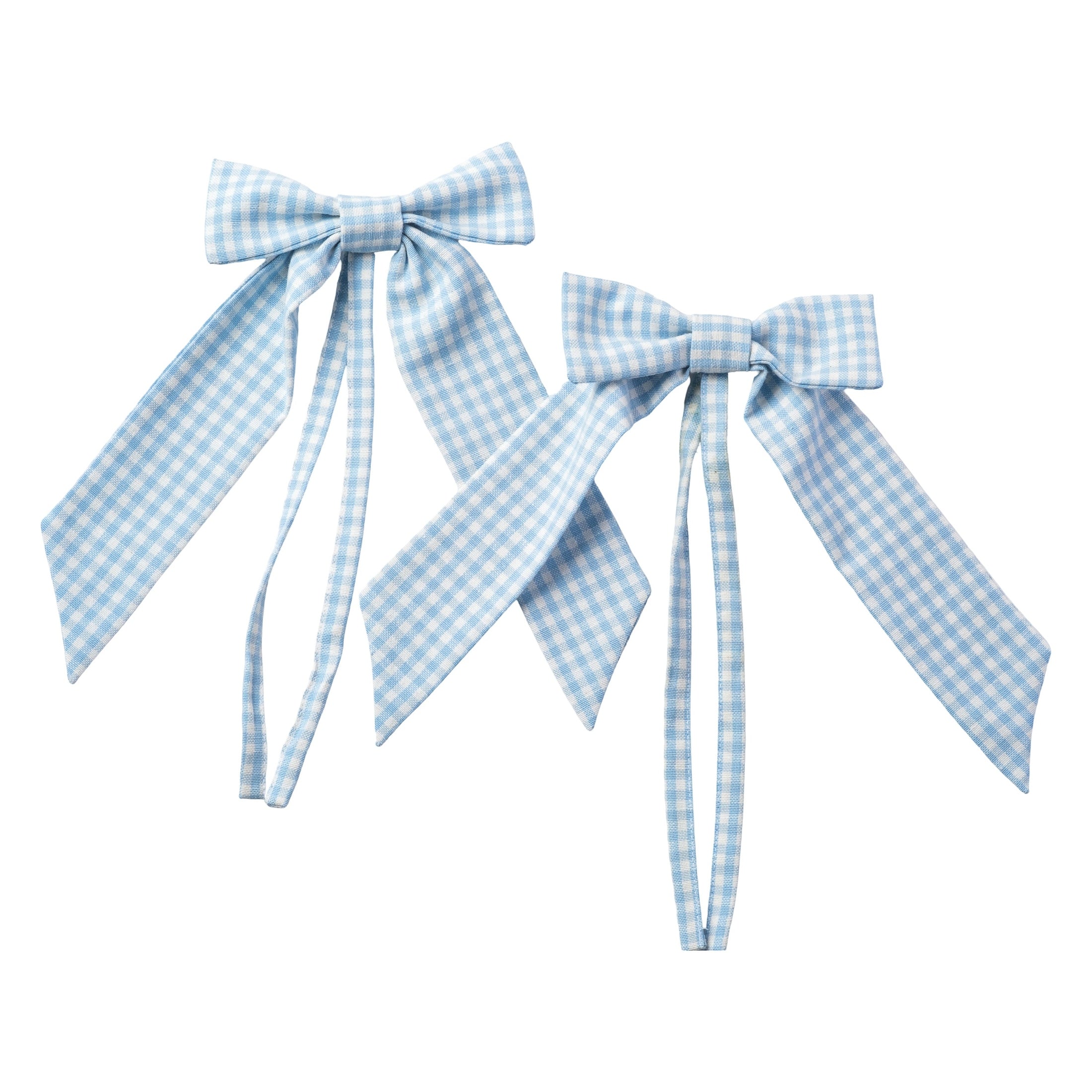 Chambray Gingham Check Bow - Set of 2