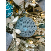Braided Rattan Ornaments - Blue