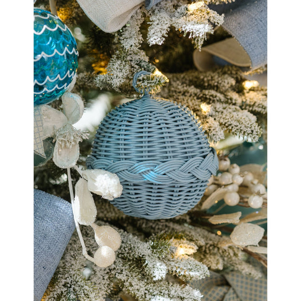 Braided Rattan Ornaments - Blue