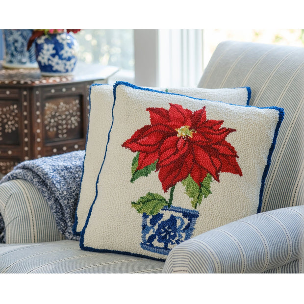 Chinoiserie Poinsettia Hook Pillow
