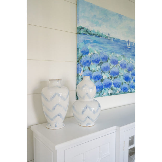 Margate Chevron Double Gourd Porcelain Vase