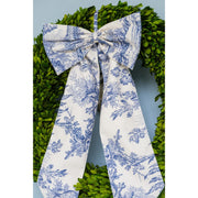Blue & White Toile Oversized Bow