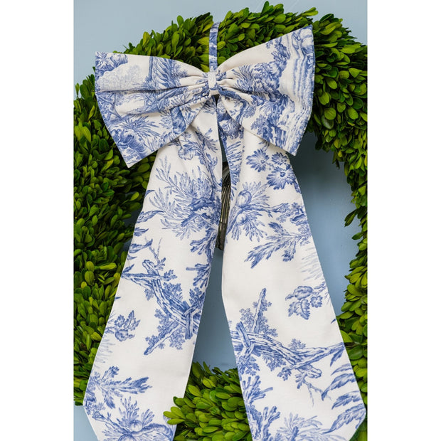 Blue & White Toile Oversized Bow