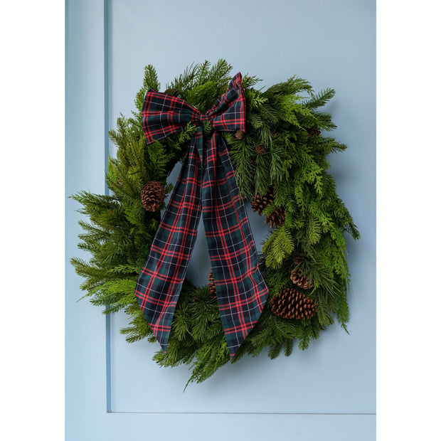 Mixed Evergreens & Pinecone Faux Wreath