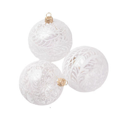 Winter Lace Glass Ornament - Set of 3