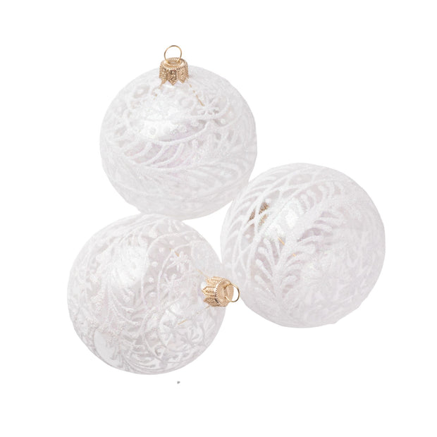 Winter Lace Glass Ornament - Set of 3