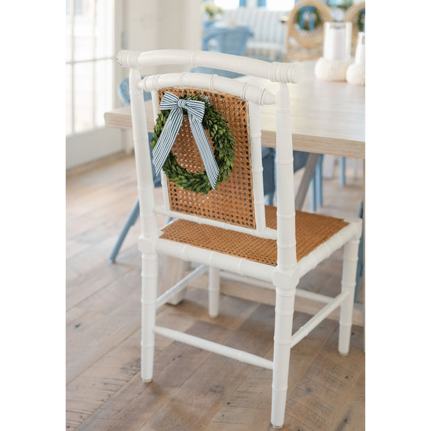 Preserved Boxwood Wreath with Classic Stripe Ribbon