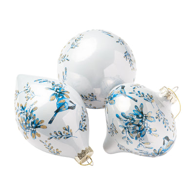 Blue Songbird Ornament - Set of 3