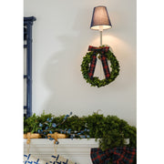 Boxwood Wreath with Christmas Tartan Bow
