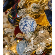 Blue Chinoiserie Glass Ornament - Set of 3