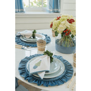 Cailíní Coastal Blue Velvet Ruffle Placemat - Set of 2