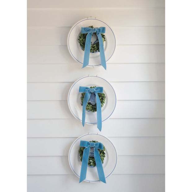 Preserved Boxwood Wreath with Dusty Blue Ribbon