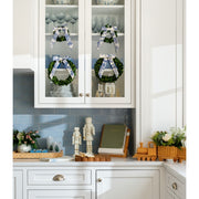 Preserved Boxwood Wreath with Blue & White Toile Bow