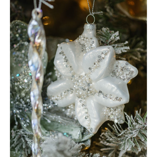 Frosted Poinsettia Ornament