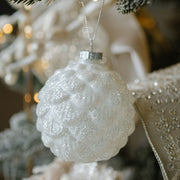 White Glass Pinecone Ornament