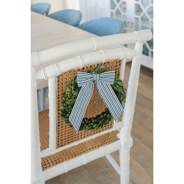 Preserved Boxwood Wreath with Classic Stripe Ribbon