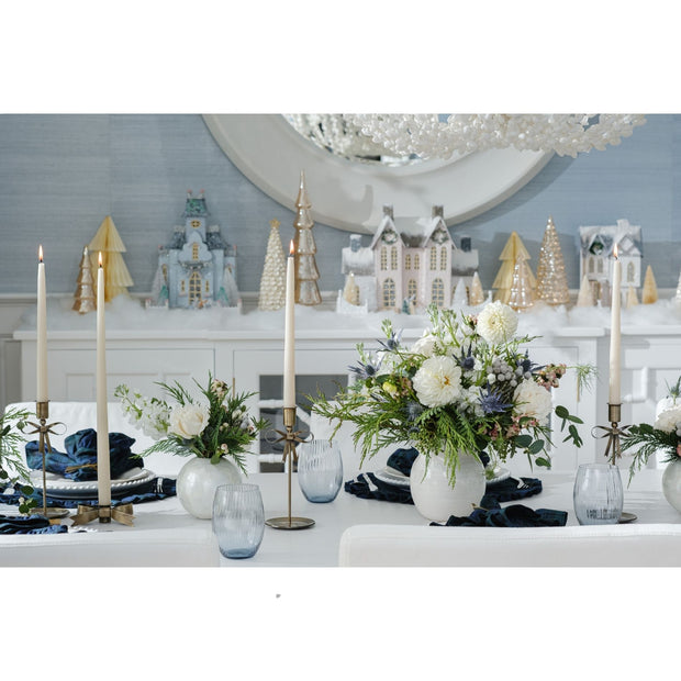 Tall Brass Bow Taper Candle Holder - Set of 2