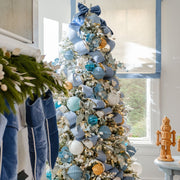Coastal Christmas Blue Herringbone Ribbon