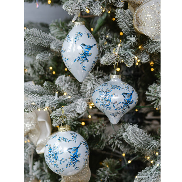 Blue Songbird Ornament - Set of 3