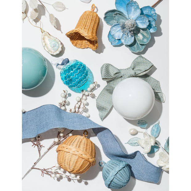 Coastal Christmas Blue Herringbone Ribbon