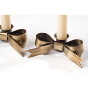 Petite Brass Bow Taper Candle Holder - Set of 2