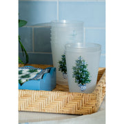 Blue Bow Christmas Tree Shatterproof Cups