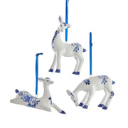Deerly Delft Ornament - Set of 3