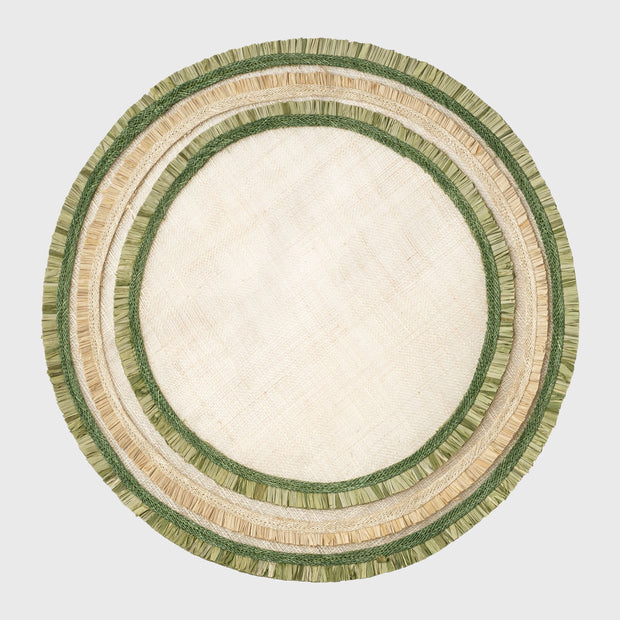 Ruffle Edge Straw Placemat in Green- Set of 4