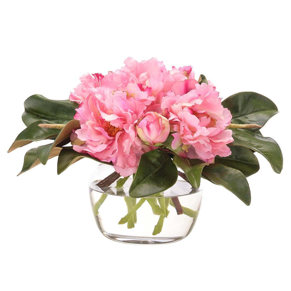 Peony & Magnolia Leaf Faux Arrangement