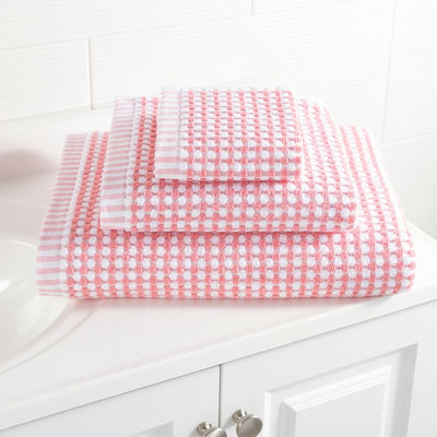 Peconic Towel - White/Coral Pink