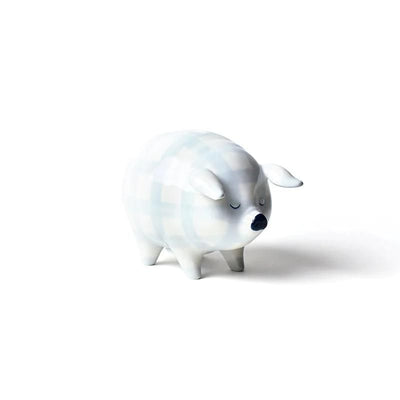 Gingham Check Piggy Bank - Blue