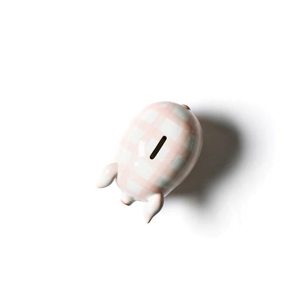 Gingham Check Piggy Bank - Blush