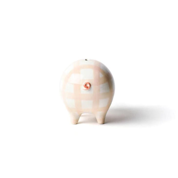 Gingham Check Piggy Bank - Blush