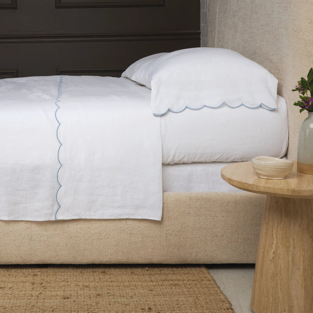 Duxbury Scallop Sheet Set in French Blue by Pom Pom at Home