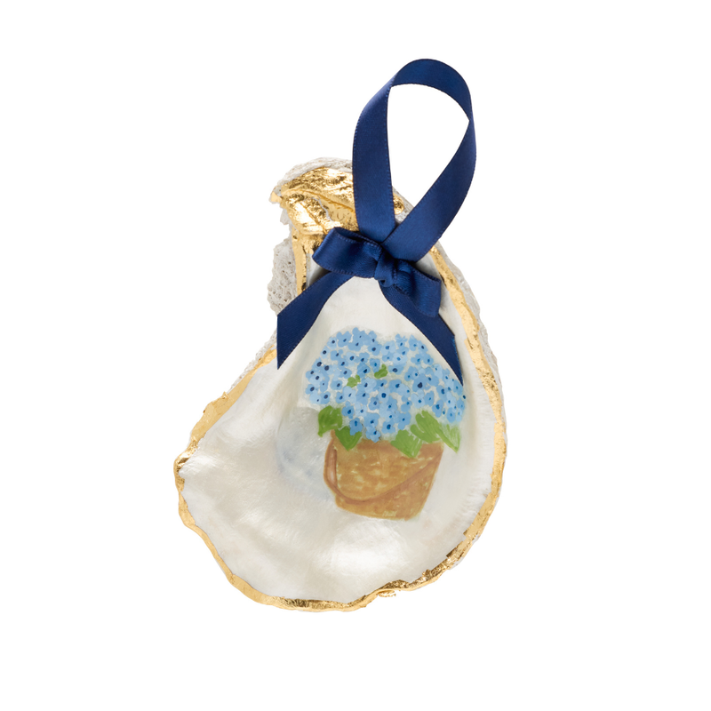 Nantucket Hydrangea Basket Gilded Oyster Shell Ornament