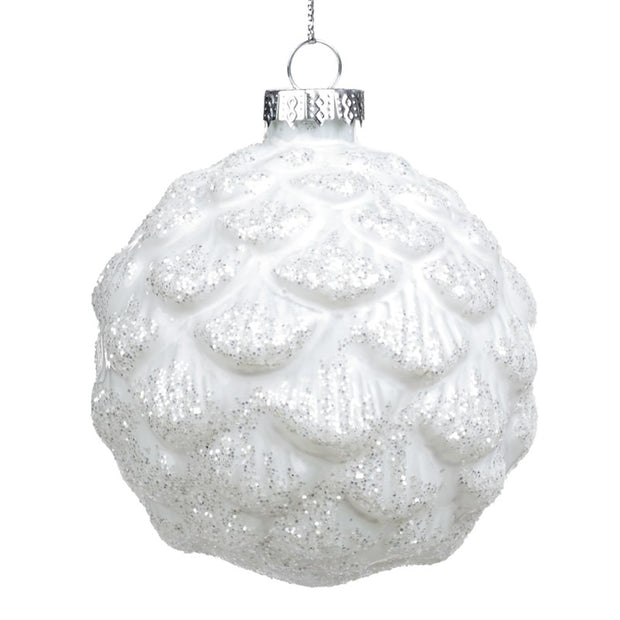 White Glass Pinecone Ornament