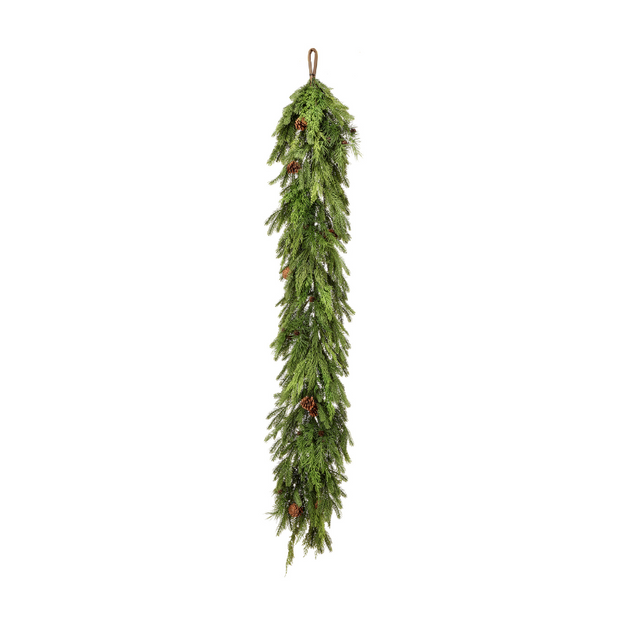 Mixed Winter Greens Faux Garland