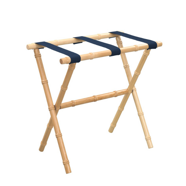 Resort Bamboo Luggage Rack - Natural with Navy Straps