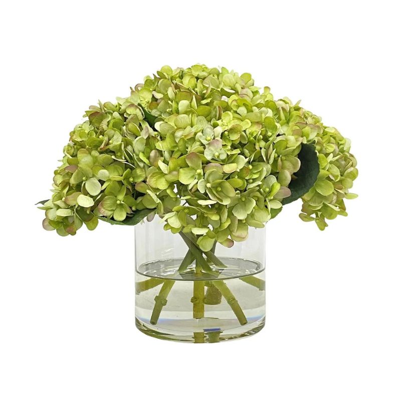 Antiqued Green Hydrangea Faux Arrangement