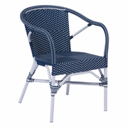 Chatham Outdoor Dining Armchair - White Frame - Navy with White Dots